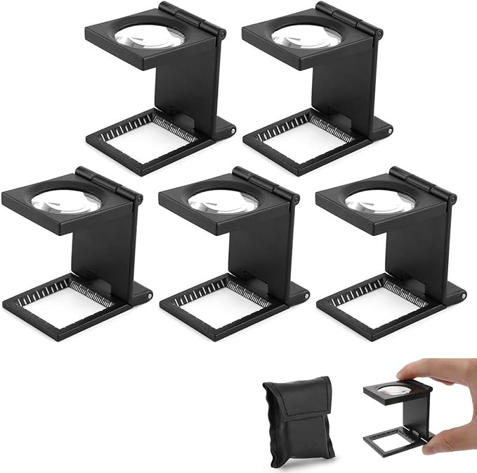 Rongon Jewelers Loupe 10X 28mm Pocket Magnifying Glass Lens 5Pcs Three-Folding by RongonPrecisionToolsBetterWork