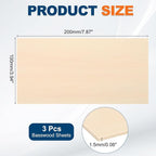 MECCANIXITY 3pcs Basswood Sheets 8 x 4 x 1/16 Inch Unfinished Wood Boards - Image 2