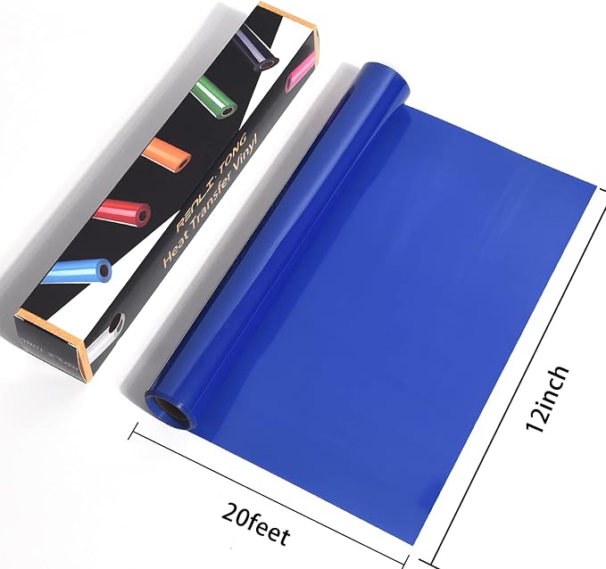 RENLITONG Sapphire Blue Iron on Vinyl 12Inch by 20ft Roll Heat Transfer Vinyl - Image 3