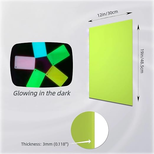 TOEPODO Glow in The Dark Acrylic Sheets, 1/8 Thickness 19 * 12inch, Fluorescent - Image 2