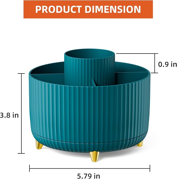 Marbrasse Desk Organizer, 360-Degree Rotating Pen Holder, Desk Organizers and - Image 5