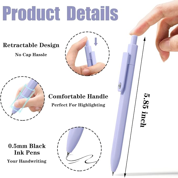 Piochoo Gel Pens, 0.5mm Quick Dry Black Ink Fine Point Smooth Writing Pens - Image 2