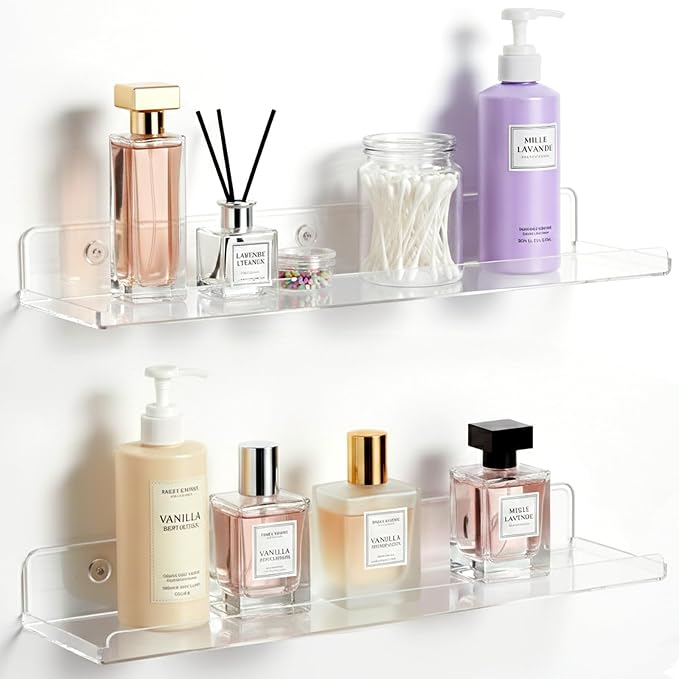 Lifewit Floating Shelves for Bathroom, Acrylic Display Shelf Wall Mounted for by Lifewit