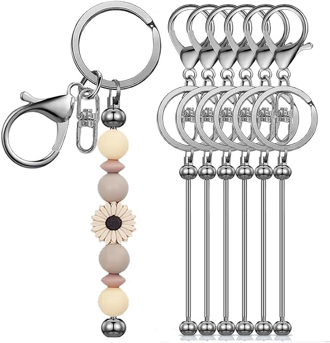 6 Pcs Beadable Keychain Bars Bulk by Sugiury