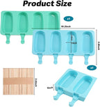 Popsicles Molds, Reusable Silicone Ice Pop Cream Cakesicle Maker Mold 4 Cavities - Image 2