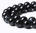 32PCS 12mm Natural Black Striped Agate Beads Gemstone Round Loose Beads - Image 4