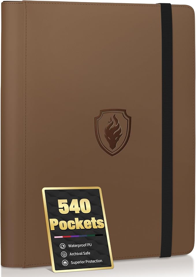 Premium 9 Pocket Card Binder for 540 Cards, Fabmaker PU Cover Trading Card by Fabmaker