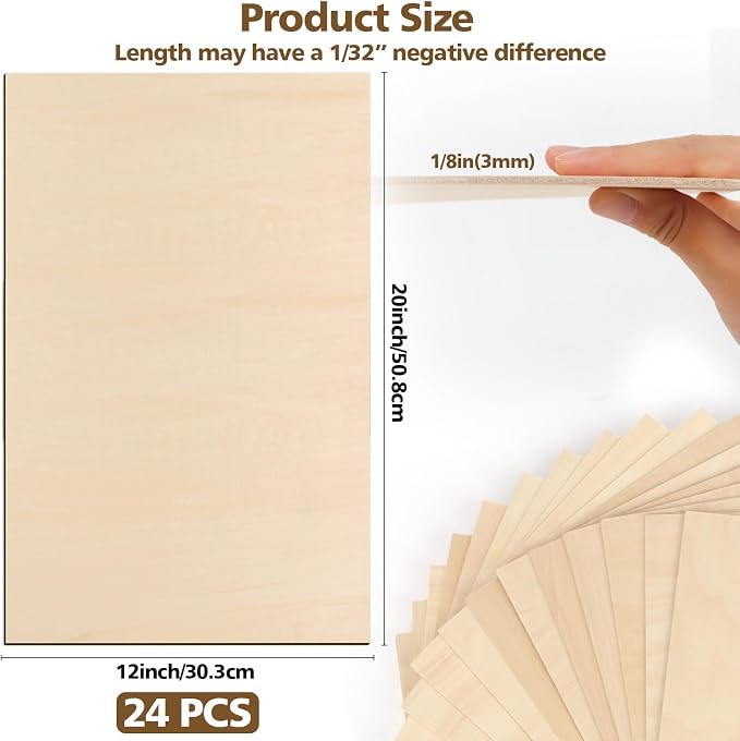Adrattnay 24pc Basswood Sheets - Image 2