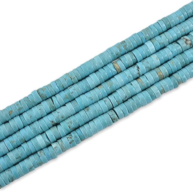 170pcs 5x2mm Natural Blue Turquoise Heishi Disc Rondelle Spacer Stone Semi by LIFAVOVY