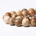 Natural Picture Jaspers Stone Beads Round Smooth Gemstones Loose Spacer Beads - Image 4