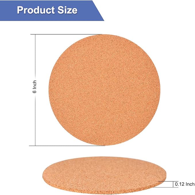 6-Pack 6" Cork Coasters, Round Cork & Plastic Plant Saucers - Image 6