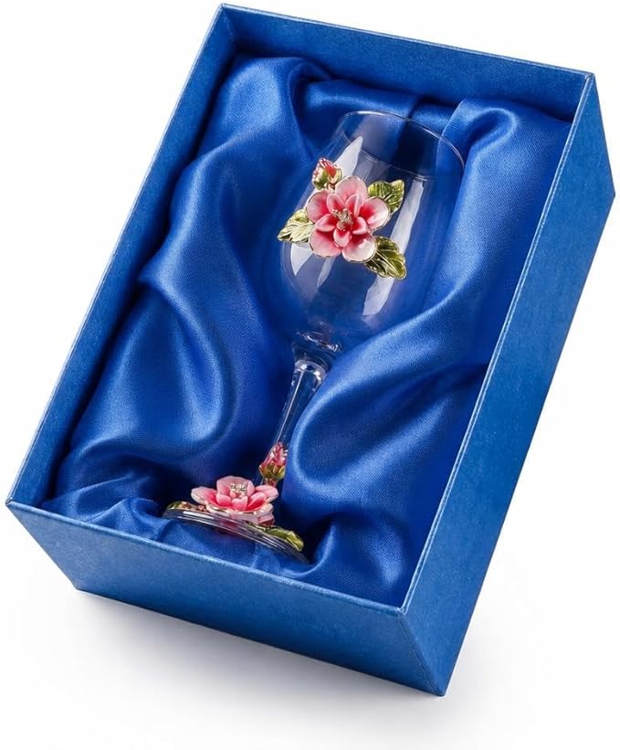 Simcat Handmade Painted Enamel Flower Glass Wine Glasses Transparent Refined by Simcat