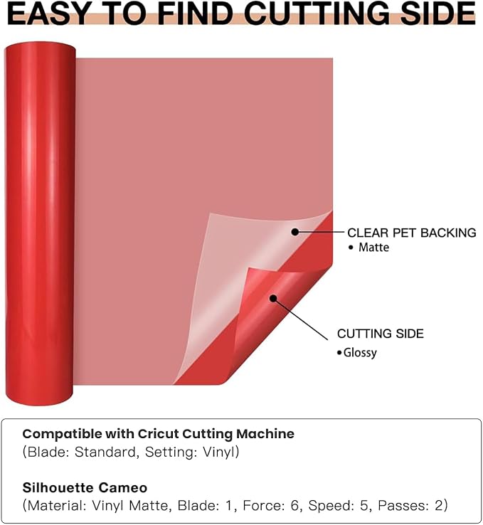 HTVRONT Red Permanent Vinyl, Glossy Red Adhesive Vinyl Roll | - Image 6