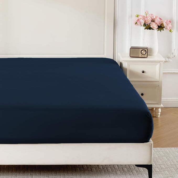 ROSE&RISY Navy Full Fitted Sheet, Soft and Breathable by ROSERISY