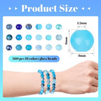 DUQGUHO 8mm Blue Beads for Jewelry Making Blue Glass Beads for Crafts Round - Image 4