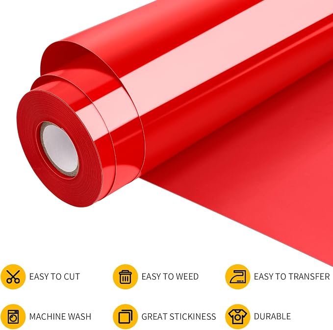 VinylRus Heat Transfer Vinyl-12” x 35FT Red Iron on Vinyl Roll - Image 4