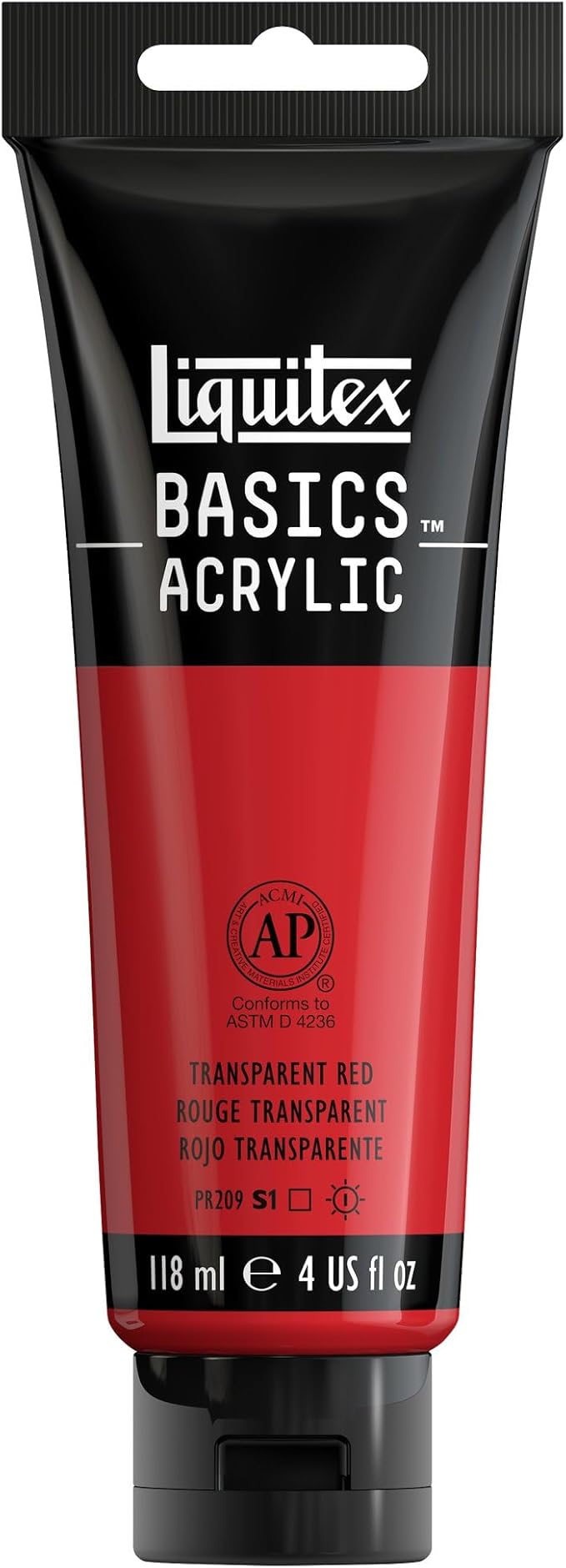 Liquitex BASICS Acrylic Paint, 118ml Tube, Transparent Red by Liquitex
