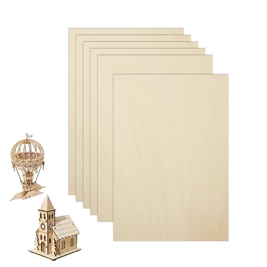 6 Pack Basswood Sheets 12"×18"×5/16" Unfinished Plywood Sheet | Smooth Thin by Unknown