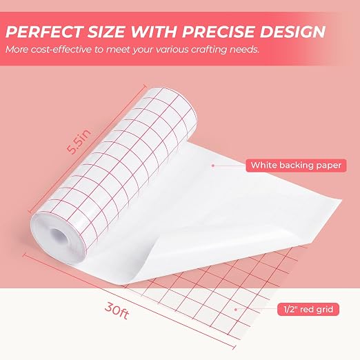 HTVRONT Transfer Tape for Vinyl, 5.5" x 30 FT, Medium Tack, Transfer Paper - Image 6