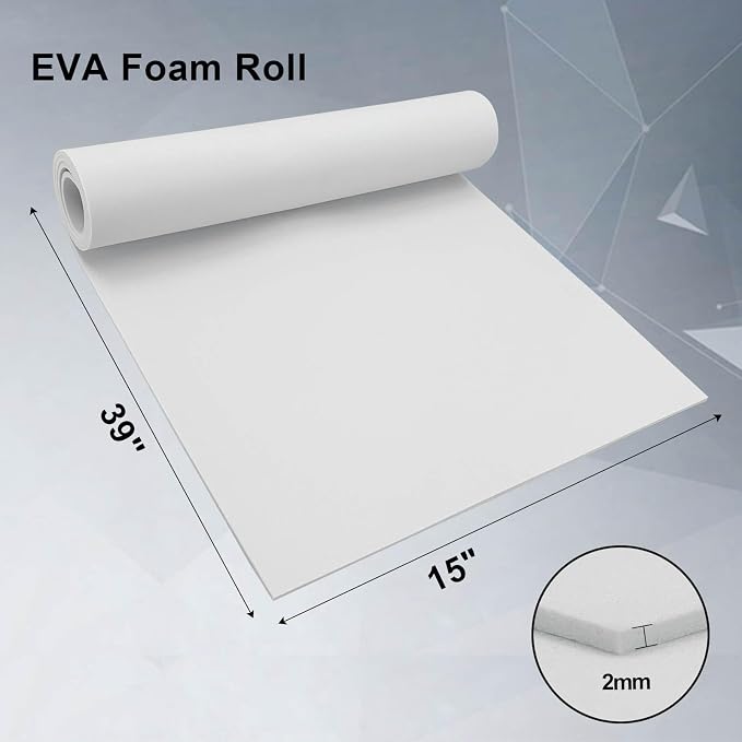 biguphate EVA Foam Roll - 2mm White Ultra High Density Craft Foam - 15 x 39 - Image 2