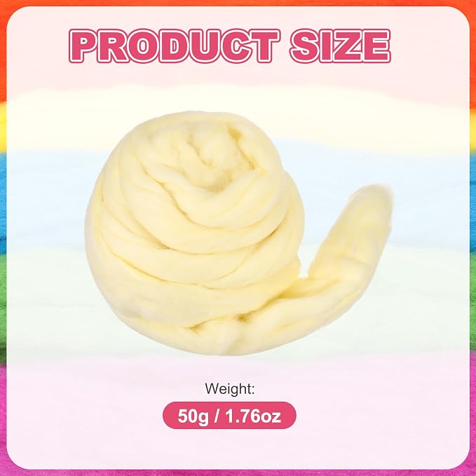 MECCANIXITY Wool Roving Yarn Soft Felting Wool 50g/1.76oz Pure Chunky Roving - Image 2