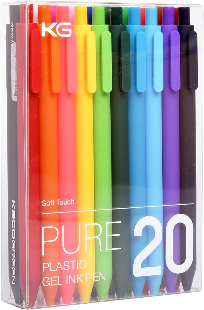 Kaco PURE Colored Gel Pens 0.5mm 20 Pieces Set Colorful Multi-color Ink Fine by Kaco