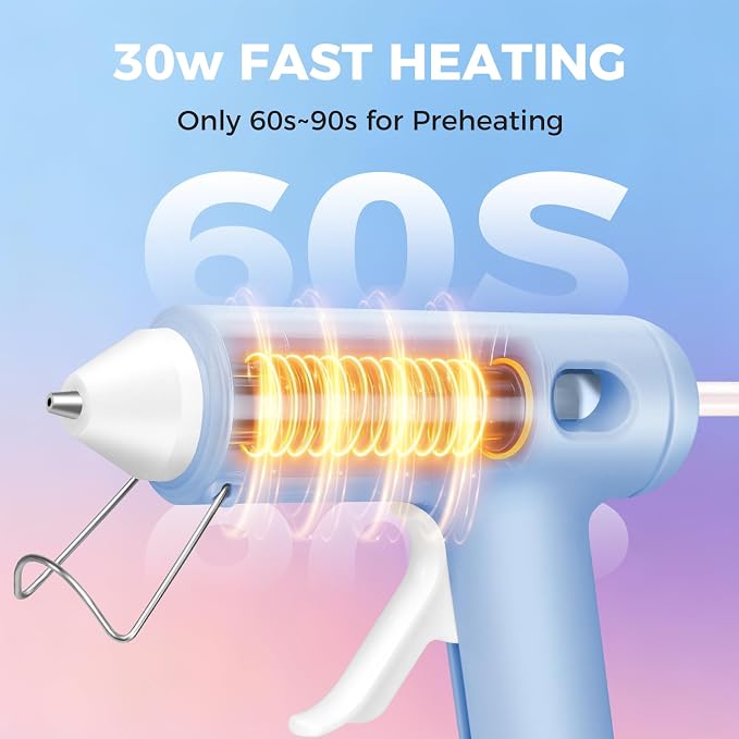 Mini Hot Glue Gun Set with 30 Glue Sticks, Fast Preheating Hot Melt - Image 2