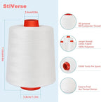 13000 Yards Each White Sewing Thread, Serger Thread Cones 4 Pack, 40S/2-52000 - Image 2