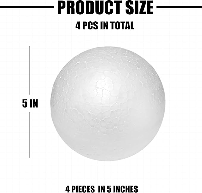 Styrofoam Balls 5 Inch, DIY for Home and School, Smooth Solid Round for Arts - Image 2