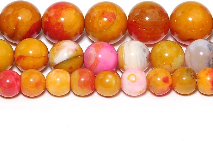 35pcs Round Loose Orange Fire Agate Beads - Image 7