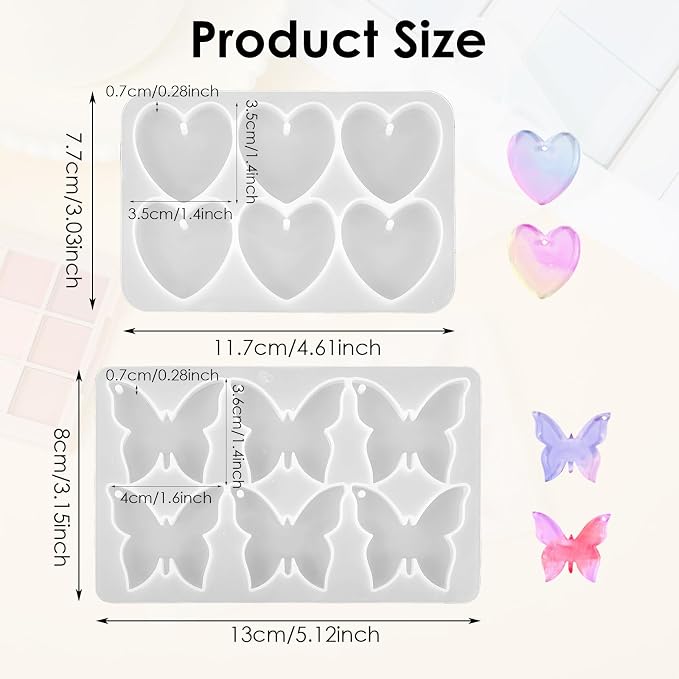Butterfly Molds Silicone, 2 Pack Fondant Molds 6 Grids Epoxy Resin Mold - Image 2