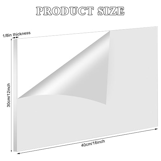 Roowest 4 Pcs 12 x 16 Inch, 1/8 Inch Thick White Acrylic Sheets Plastic White - Image 2