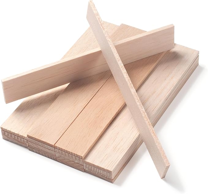 Balsa Wood Sticks, Balsa Wood Strips Planks 1/4" × 1" × 6", Flat Wooden Slats by Coowayze