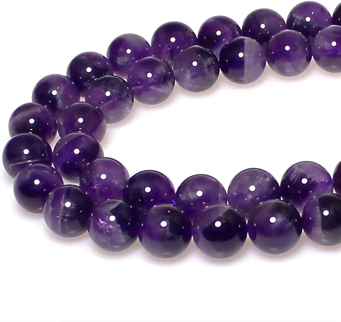 MJDCB Natural Dreamy Amethyst Beads Round Stone Beads DIY Loose Beads by MJDCB