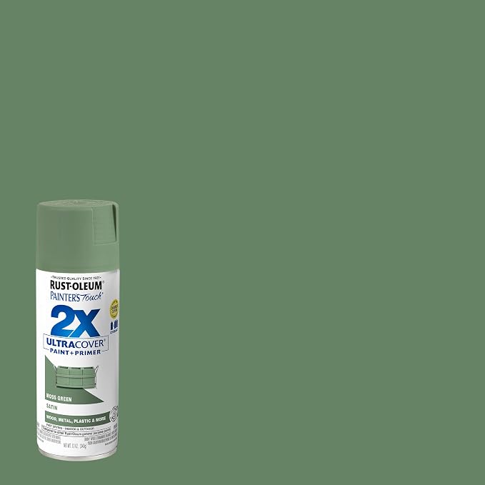 Rust-Oleum 334075 Painter's Touch 2X Ultra Cover Spray Paint, 12 oz, Satin Moss - Image 2