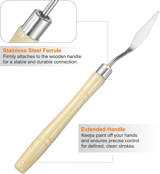 HARFINGTON 8pcs Palette Knife Painting Tool 6.3" Pointed Stainless Steel Blade - Image 4