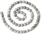 60PCS 6mm Natural Map Stone Round Loose Beads - Image 2