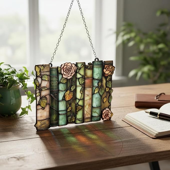 Enchanted Books & Roses Acrylic Suncatcher - Image 2