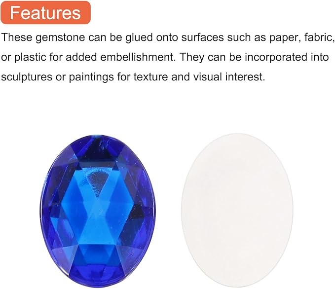 MECCANIXITY 50Pcs Acrylic Oval Gems 13x18 mm Flat Back Artificial Rhinestones - Image 4