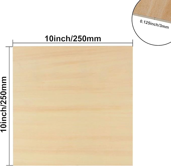 10 Pack Basswood Sheets 3mm 10 x 10 x 1/8 Inch Plywood Board, Thin Natural - Image 2