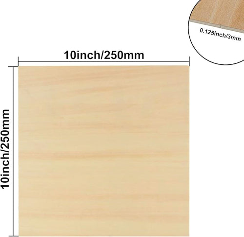 10 Pack Basswood Sheets 3mm 10 x 10 x 1/8 Inch Plywood Board, Thin Natural - Image 2