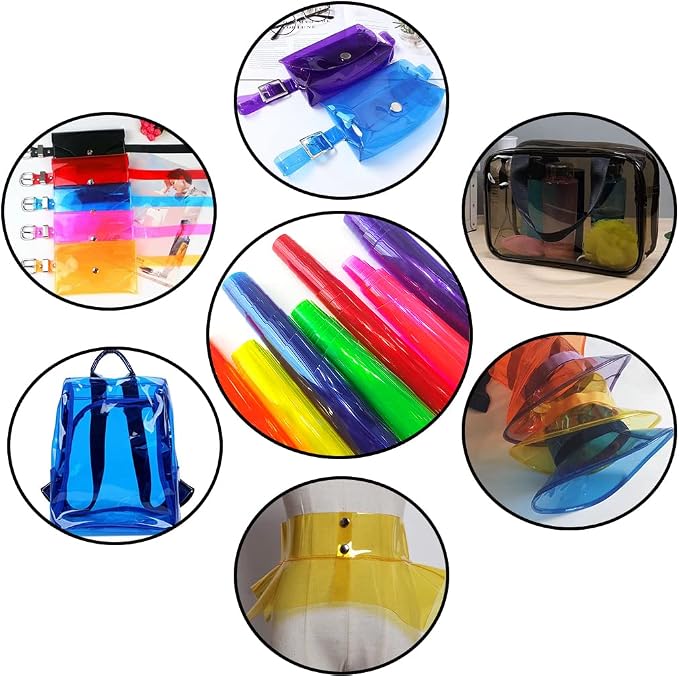 30x135cm Transparent PVC Vinyl, 0.4mm Neon Solid Color Waterproof Fabric Super - Image 4