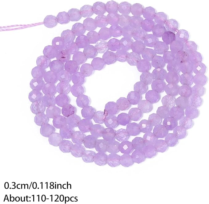 3mm 120pcs Light Amethyst Tiny Gemstone Beads - Image 3