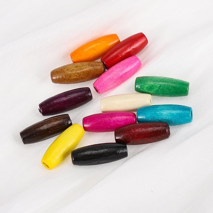 400Pcs Large Hole Wood Beads, BetterJonny Assorted Color Wooden Beads Hair - Image 5
