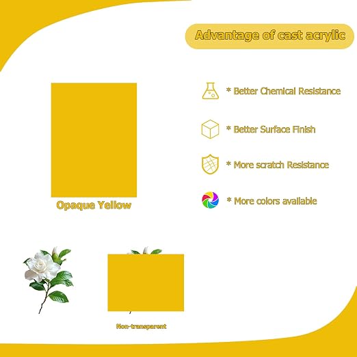 2 Pack 12'' x 16'' Opaque Yellow Acrylic Sheet, 3mm Thick Acrylic Plastic - Image 5