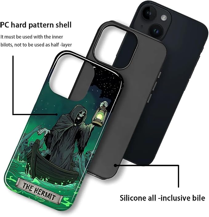ZHEGAILIAN Case for iPhone 13 14, The Hermit Night Skull Durable Shockproof - Image 2