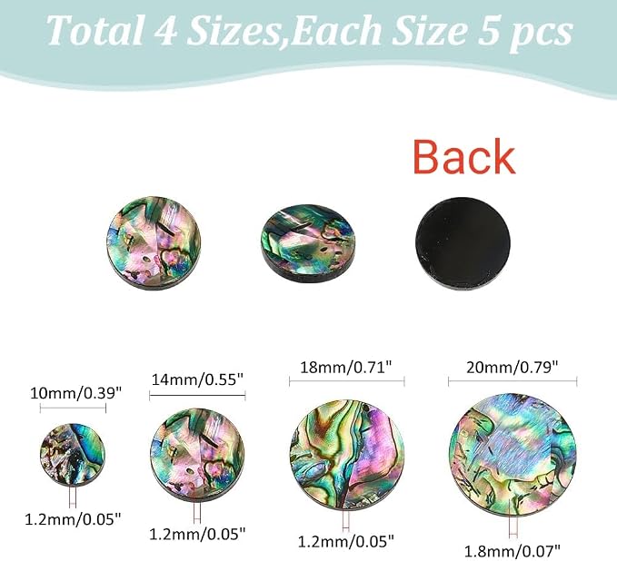 WADORN 4 Sizes Abalone Shell Cabochons - Image 2