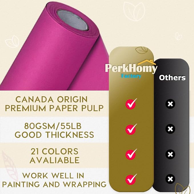 PerkHomy Rose Red Kraft Paper Roll 36" x 3 - Image 2