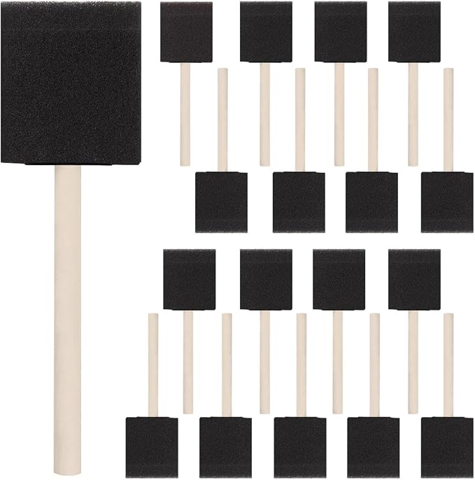 18 Pcs Foam Paint Brushes, 2 Inch Sponge Paint Brush, Wood Handle Sponge Foam by Unknown