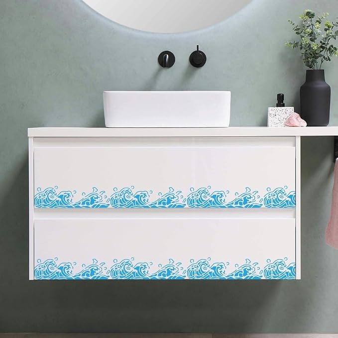 11.8"x11.8" Sea Wave Wall Stencil Templates, Summer Ocean Wave Reusable Plastic - Image 6